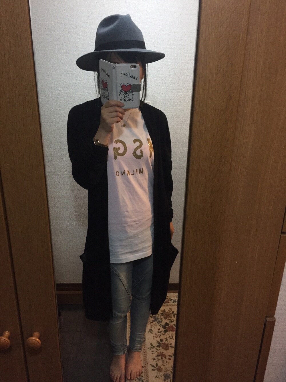 「ZARAのアイテム（カーディガン/ボレロ、ブラック系）」を使った、SyRさん（レディース・156cm）の春コーディネートの1枚目の写真