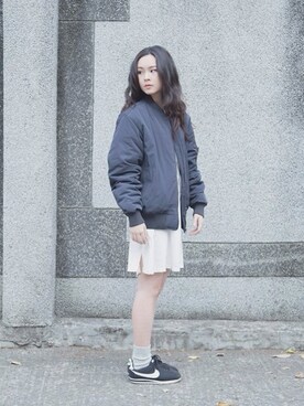 「アイテム（マウンテンパーカー、ブルー系）」を使った、jiani jhouさん（レディース・160cm）の冬コーディネート