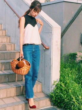 「アイテム（キャミソール、ベージュ系）」を使った、iori0319さん（レディース・161cm）の夏コーディネート