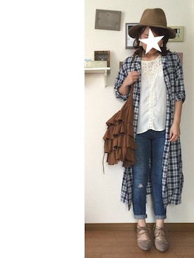 「フリルトート」｜「アイテム（シャツワンピース）」を使った、♡☺︎KAZ☺︎♡さん（レディース・150cm）の秋コーディネート