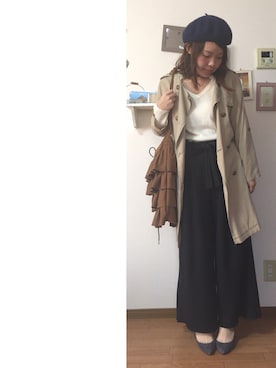 「フリルトート」｜「アイテム（トレンチコート）」を使った、♡☺︎KAZ☺︎♡さん（レディース・150cm）の秋コーディネート