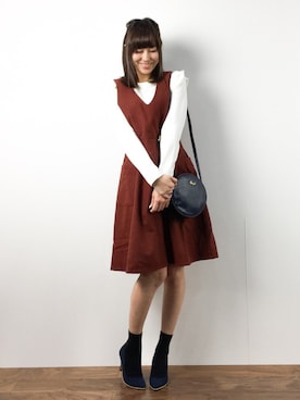 「SWINGLE（スウィングル）のアイテム（ショルダーバッグ）」を使った、Mirei❤︎さん（レディース・162cm）の冬コーディネート