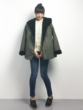 「YECCA VECCA（イェッカヴェッカ）のアイテム（ピーコート）」を使った、Mirei❤︎さん（レディース・162cm）の冬コーディネート