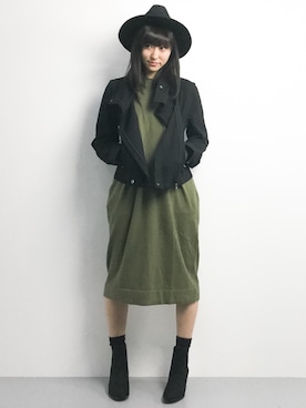 「カッコイイ女子」｜「アイテム（ライダースジャケット）」を使った、Mirei❤︎さん（レディース・162cm）の冬コーディネート