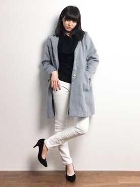 「RAY CASSIN（レイカズン）のアイテム（チェスターコート）」を使った、Mirei❤︎さん（レディース・162cm）の冬コーディネート