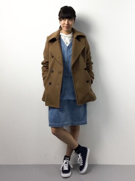 「TODAYFUL（トゥデイフル）のアイテム（ピーコート）」を使った、Mirei❤︎さん（レディース・162cm）の冬コーディネート
