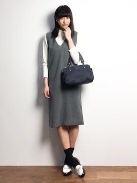「STYLE DELI（スタイルデリ）のアイテム（ジャンパースカート）」を使った、Mirei❤︎さん（レディース・162cm）の冬コーディネート