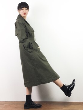 「SLOBE IENA（スローブイエナ）のアイテム（トレンチコート）」を使った、Mirei❤︎さん（レディース・162cm）の冬コーディネート