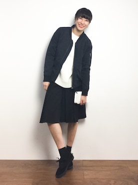 「haco!（ハコ）のアイテム（MA-1）」を使った、Mirei❤︎さん（レディース・162cm）の冬コーディネート