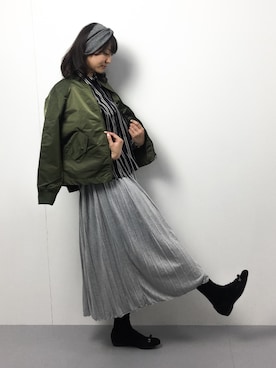 「Ray BEAMS（レイビームス）のアイテム（MA-1）」を使った、Mirei❤︎さん（レディース・162cm）の冬コーディネート
