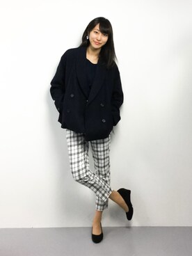 「studio CLIP（スタディオクリップ）のアイテム（ピーコート）」を使った、Mirei❤︎さん（レディース・162cm）の冬コーディネート