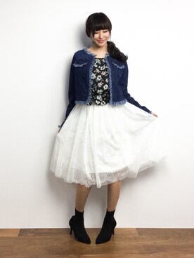「TITTY&CO.（ティティーアンドコー）のアイテム（ジャケット/アウター）」を使った、Mirei❤︎さん（レディース・162cm）の春コーディネート