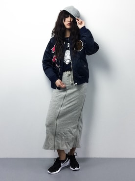「A BATHING APE（アベイシングエイプ）のアイテム（ジャケット/アウター）」を使った、Mirei❤︎さん（レディース・162cm）の春コーディネート