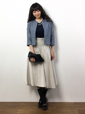 「FRAY I.D（フレイアイディー）のアイテム（クラッチバッグ）」を使った、Mirei❤︎さん（レディース・162cm）の春コーディネート