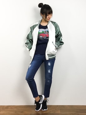 「ミッキーT」｜「アイテム（ブルゾン）」を使った、Mirei❤︎さん（レディース・162cm）の春コーディネート