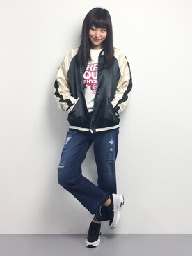 「unrelaxing（アンリラクシング）のアイテム（ブルゾン）」を使った、Mirei❤︎さん（レディース・162cm）の春コーディネート