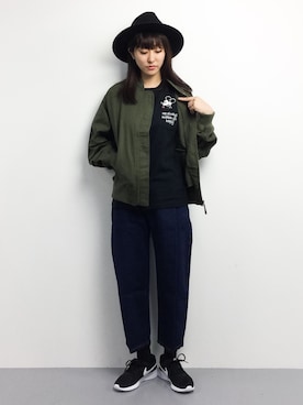 「ミッキーT」｜「アイテム（ブルゾン）」を使った、Mirei❤︎さん（レディース・162cm）の春コーディネート
