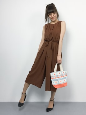 「アイテム（トートバッグ、オレンジ系）」を使った、Mirei❤︎さん（レディース・162cm）の春コーディネート