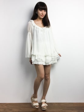 「Heather（ヘザー）のベルトコルクダブルサンダル　718616（サンダル）」を使った、Mirei❤︎さん（レディース・162cm）の春コーディネート