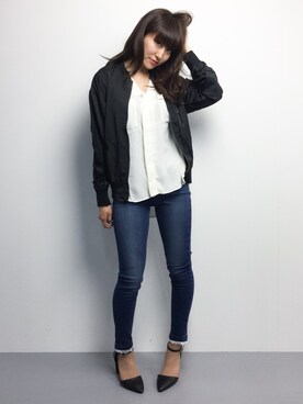 「UP START（アップスタート）のアイテム（ジャケット/アウター）」を使った、Mirei❤︎さん（レディース・162cm）の春コーディネート