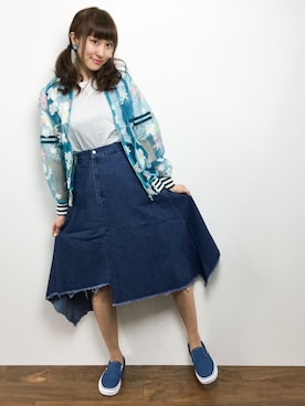 「ゆるカジ」｜「アイテム（その他アウター）」を使った、Mirei❤︎さん（レディース・162cm）の春コーディネート