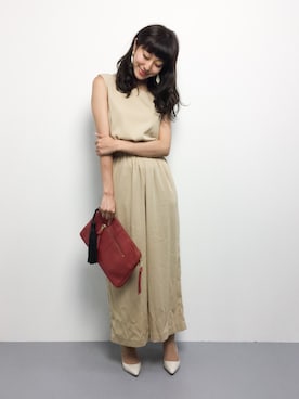 「アイテム（つなぎ/オールインワン、ベージュ系）」を使った、Mirei❤︎さん（レディース・162cm）の夏コーディネート