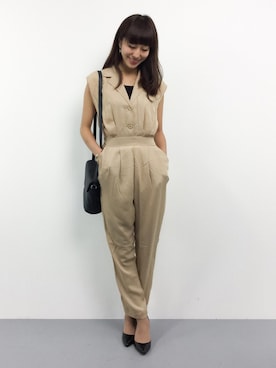 「アイテム（つなぎ/オールインワン、ベージュ系）」を使った、Mirei❤︎さん（レディース・162cm）の夏コーディネート