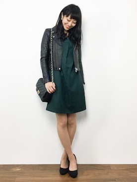 「STUDIOUS（ステュディオス）のアイテム（ライダースジャケット）」を使った、Mirei❤︎さん（レディース・162cm）の秋コーディネート