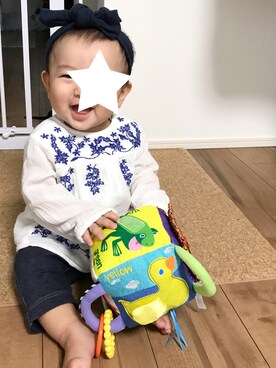 「アイテム（ヘアアクセサリー、ブルー系）」を使った、aaaaa-tanさん（キッズ・80cm）の秋コーディネート