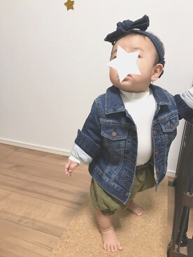 「アイテム（ヘアアクセサリー、ブルー系）」を使った、aaaaa-tanさん（キッズ・80cm）の秋コーディネート