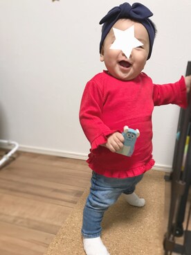 「アイテム（ヘアアクセサリー、ブルー系）」を使った、aaaaa-tanさん（キッズ・80cm）の秋コーディネート