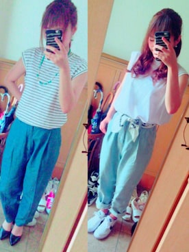 「SPINNS(スピンズ)のアイテム(ストール/ショール)」を使った、あやさん(レディース・153cm)の夏コーディネート