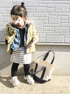 「babyGAP（babyGAP）のアイテム（モッズコート）」を使った、⋆ a p i i ⋆さん（キッズ・80cm）の冬コーディネート