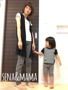 「UNIQLO（ユニクロ）のアイテム（その他）」を使った、akinase6さん（キッズ・90cm）の夏コーディネート