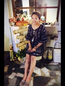 「summer style」｜「アイテム（チュニック）」を使った、EmzEmmaさん（レディース・159cm）の夏コーディネート