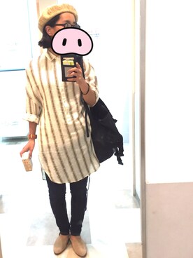 「DISCOAT（ディスコート）のアイテム（ハンチング/ベレー帽）」を使った、ぱおんさん（レディース・155cm）の秋コーディネート