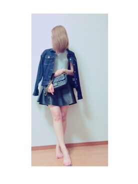 「FOREVER 21（フォーエバー トゥエンティーワン）のアイテム（スカート、ブラック系）」を使った、MOEさん（レディース・154cm）の秋コーディネート