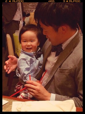 「アイテム（蝶ネクタイ）」を使った、やのさん୧⃛(๑⃙⃘◡̈๑⃙⃘)୨⃛さん（キッズ・90cm）の冬コーディネート