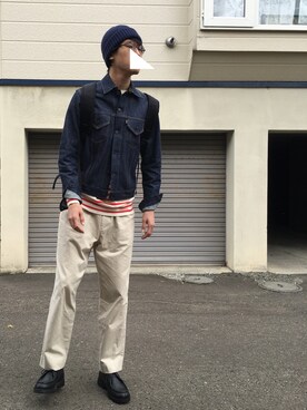 「Scye（サイ）のアイテム（デニムジャケット）」を使った、UTさん（メンズ・185cm）の秋コーディネート