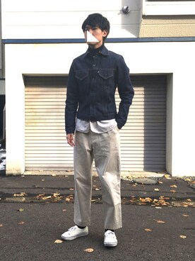 「Scye（サイ）のアイテム（デニムジャケット）」を使った、UTさん（メンズ・185cm）の秋コーディネート