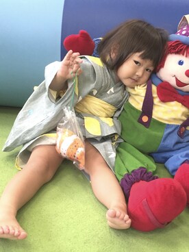 「フェリシモキッズ（フェリシモキッズ）のアイテム（浴衣）」を使った、さやぱんさん（キッズ・90cm）の夏コーディネート