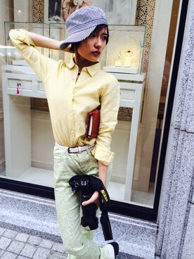 「UNIQLO（ユニクロ）のアイテム（その他パンツ、イエロー系）」を使った、カナタさん（レディース）の春コーディネート