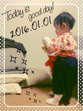 「babygap」｜「アイテム（浴衣）」を使った、sunuさん（キッズ・70cm）の冬コーディネート
