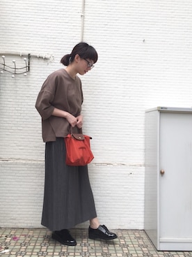 「アイテム（トートバッグ、オレンジ系）」を使った、DDさん（レディース・157cm）の春コーディネート