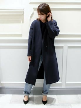 「オーバーコート」｜「アイテム（その他アウター）」を使った、Mayuさん（レディース・159cm）の秋コーディネート