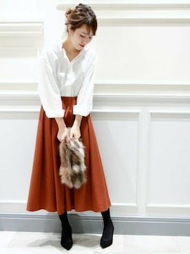 「フレアースカート」｜Mayuさん（レディース・159cm）の秋コーディネート