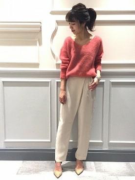 「ホワイトパンツ」｜Mayuさん（レディース・159cm）の冬コーディネート