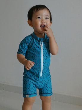 「alba babyのアイテム（Swimwear、ブルー系）」を使った、TakeMarinさん（キッズ・100cm）の夏コーディネート