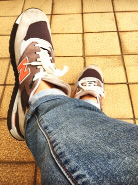 「NEW BALANCE（ニューバランス）のアイテム（スニーカー、グレー系）」を使った、m_11さん（メンズ・172cm）の春コーディネート