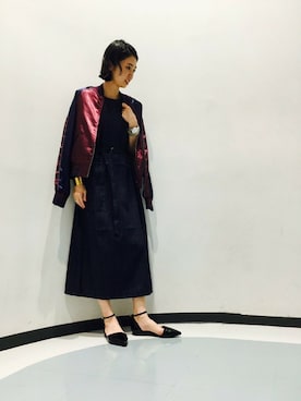 「デニムワンピース」｜「アイテム（その他アウター）」を使った、bayamaさん（レディース・160cm）の秋コーディネート